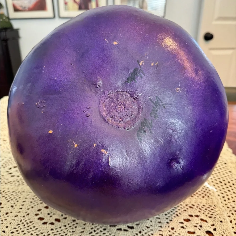 Handmade Gourd Art Bowl/Vase Purple Black Tabletop Decor